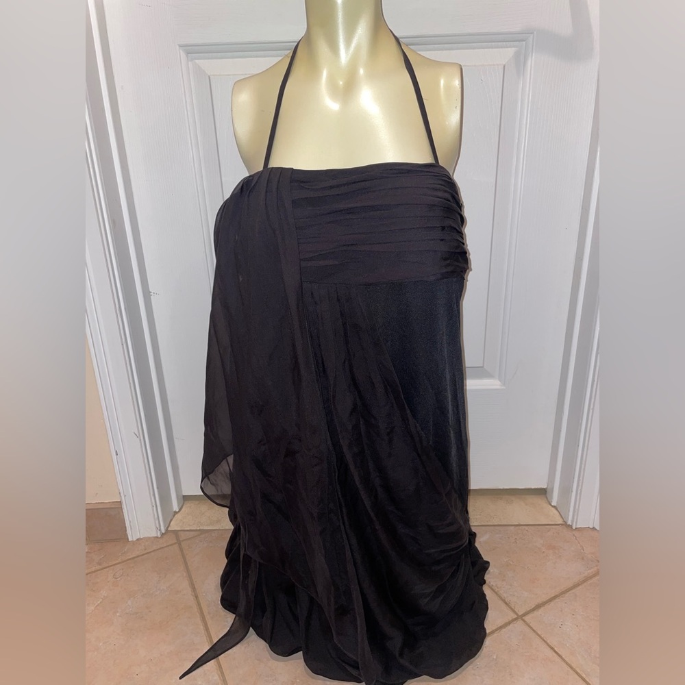 NWT Alice & Olivia Women’s Silk Bustier Drape Halter Top Mini Dress Medium M